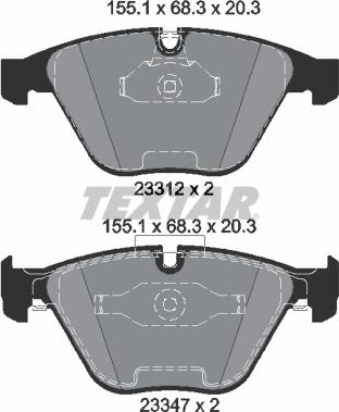 Textar 2331207 - Комплект спирачно феродо, дискови спирачки vvparts.bg