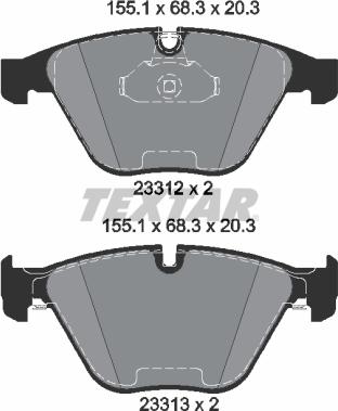 Textar 2331282 - Комплект спирачно феродо, дискови спирачки vvparts.bg