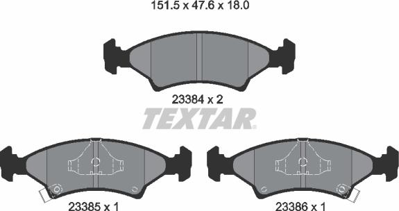 Textar 2338401 - Комплект спирачно феродо, дискови спирачки vvparts.bg