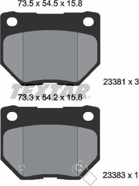 Textar 2338102 - Комплект спирачно феродо, дискови спирачки vvparts.bg
