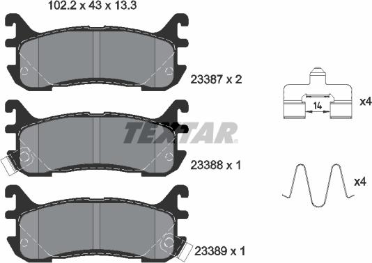 Textar 2338704 - Комплект спирачно феродо, дискови спирачки vvparts.bg