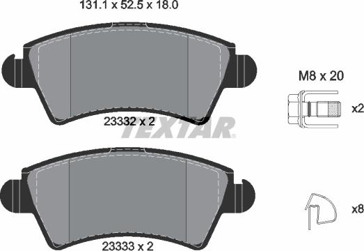 Textar 2333201 - Комплект спирачно феродо, дискови спирачки vvparts.bg