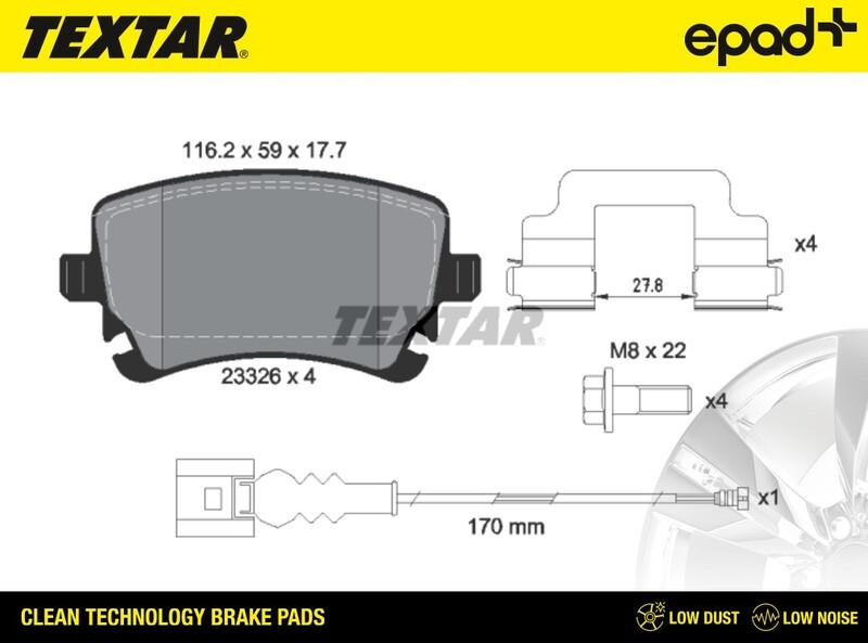 Textar 2332602CP - Комплект спирачно феродо, дискови спирачки vvparts.bg