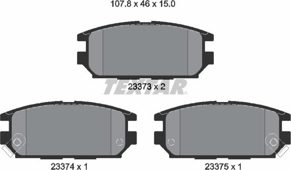 Textar 2337301 - Комплект спирачно феродо, дискови спирачки vvparts.bg