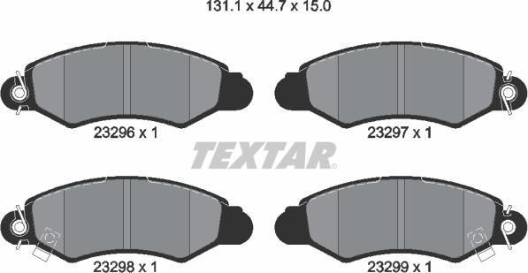 Textar 2329601 - Комплект спирачно феродо, дискови спирачки vvparts.bg