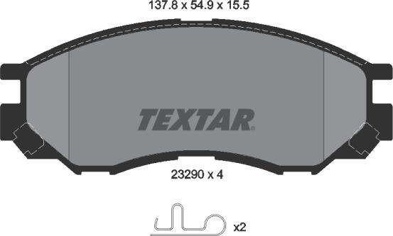 Textar 2329002 - Комплект спирачно феродо, дискови спирачки vvparts.bg