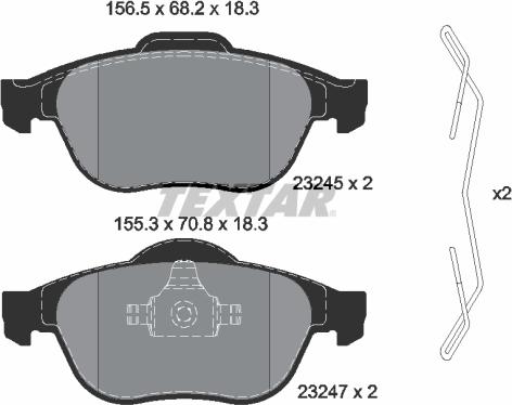 Textar 2324502 - Комплект спирачно феродо, дискови спирачки vvparts.bg