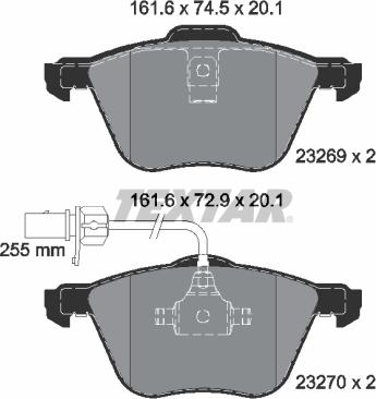 Textar 2326903 - Комплект спирачно феродо, дискови спирачки vvparts.bg