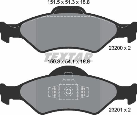 Textar 2320001 - Комплект спирачно феродо, дискови спирачки vvparts.bg