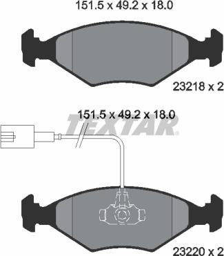 Textar 2321801 - Комплект спирачно феродо, дискови спирачки vvparts.bg