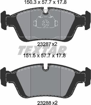 Textar 2328702 - Комплект спирачно феродо, дискови спирачки vvparts.bg