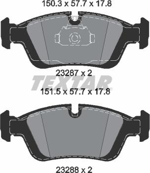 Textar 2328781 - Комплект спирачно феродо, дискови спирачки vvparts.bg