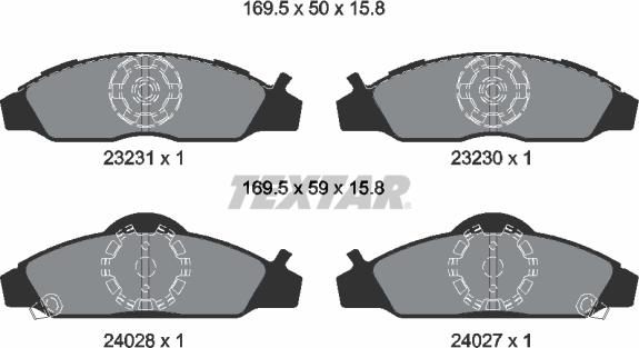 Textar 2323101 - Комплект спирачно феродо, дискови спирачки vvparts.bg