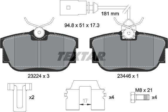 Textar 2322416 - Комплект спирачно феродо, дискови спирачки vvparts.bg