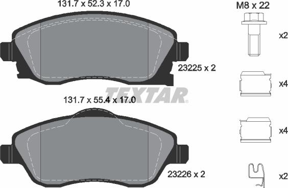 Textar 89005800 - Спирачен комплект, дискови спирачки vvparts.bg