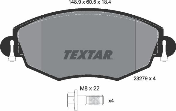 Textar 2327904 - Комплект спирачно феродо, дискови спирачки vvparts.bg