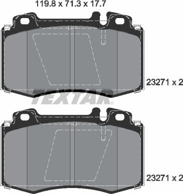 Textar 2327102 - Комплект спирачно феродо, дискови спирачки vvparts.bg