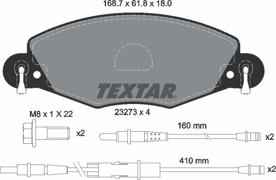 Textar 89014400 - Спирачен комплект, дискови спирачки vvparts.bg