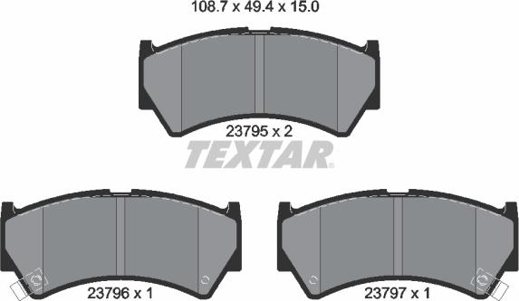 Textar 2379501 - Комплект спирачно феродо, дискови спирачки vvparts.bg