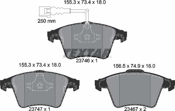 Textar 2374601 - Комплект спирачно феродо, дискови спирачки vvparts.bg