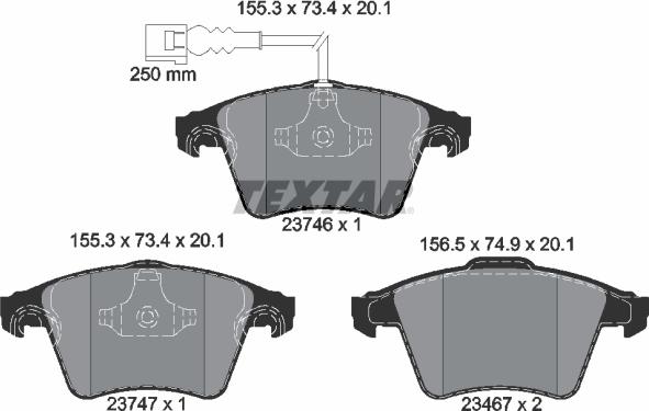 Textar 2374602 - Комплект спирачно феродо, дискови спирачки vvparts.bg