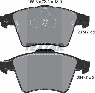 Textar 2374701 - Комплект спирачно феродо, дискови спирачки vvparts.bg