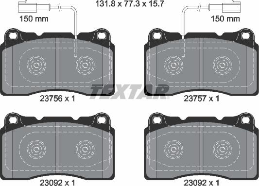 Textar 2375601 - Комплект спирачно феродо, дискови спирачки vvparts.bg