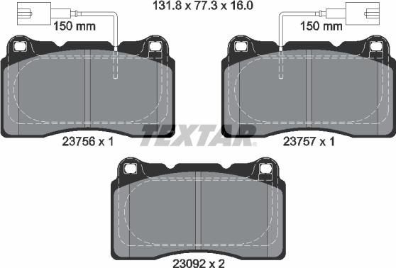 Textar 2375603 - Комплект спирачно феродо, дискови спирачки vvparts.bg