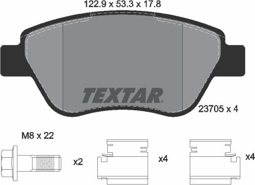 Textar 2370503 - Комплект спирачно феродо, дискови спирачки vvparts.bg