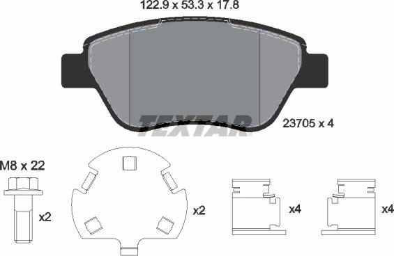 Textar 2370507 - Комплект спирачно феродо, дискови спирачки vvparts.bg