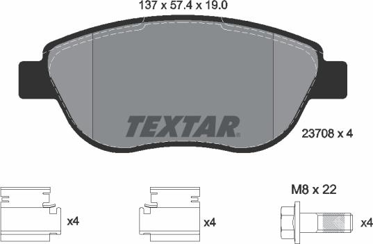 Textar 2370803 - Комплект спирачно феродо, дискови спирачки vvparts.bg