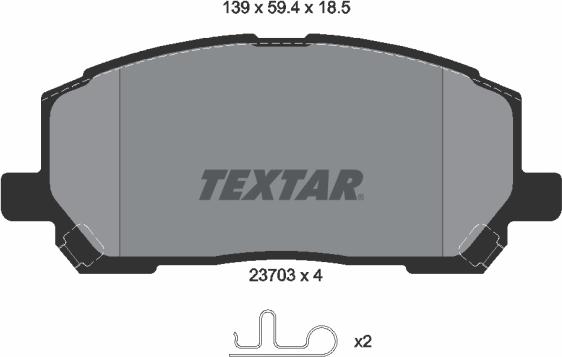 Textar 2370301 - Комплект спирачно феродо, дискови спирачки vvparts.bg