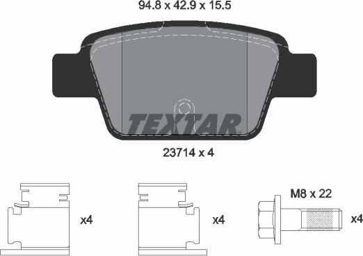 Textar 2371401 - Комплект спирачно феродо, дискови спирачки vvparts.bg