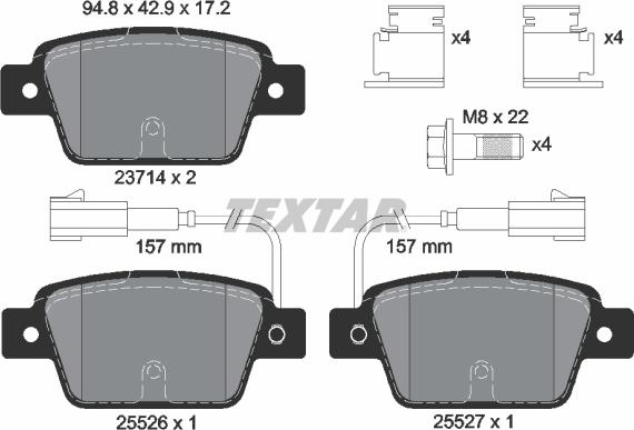 Textar 2371403 - Комплект спирачно феродо, дискови спирачки vvparts.bg