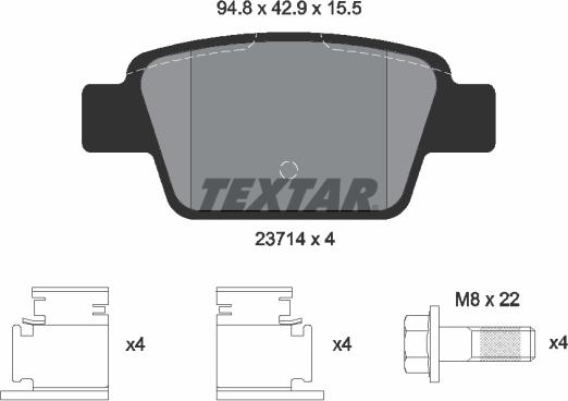 Textar 2371481 - Комплект спирачно феродо, дискови спирачки vvparts.bg