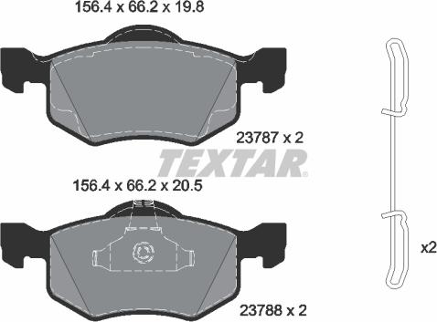 Textar 2378704 - Комплект спирачно феродо, дискови спирачки vvparts.bg