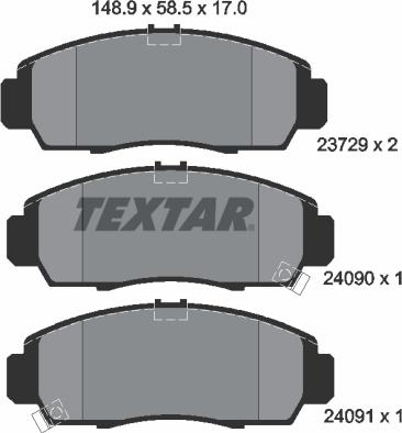 Textar 2372901 - Комплект спирачно феродо, дискови спирачки vvparts.bg