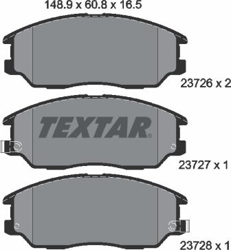 Textar 2372601 - Комплект спирачно феродо, дискови спирачки vvparts.bg