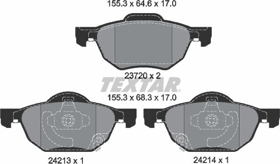 Textar 2372001 - Комплект спирачно феродо, дискови спирачки vvparts.bg