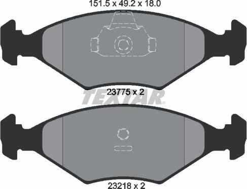 Textar 2377501 - Комплект спирачно феродо, дискови спирачки vvparts.bg