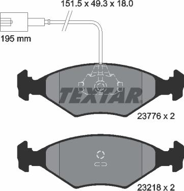 Textar 2377601 - Комплект спирачно феродо, дискови спирачки vvparts.bg