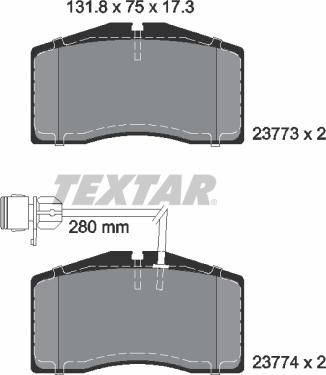 Textar 2377301 - Комплект спирачно феродо, дискови спирачки vvparts.bg