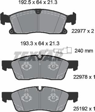 Textar 2297701 - Комплект спирачно феродо, дискови спирачки vvparts.bg