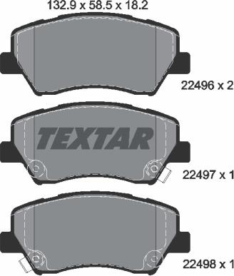 Textar 2249601 - Комплект спирачно феродо, дискови спирачки vvparts.bg