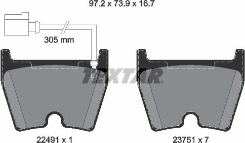 Textar 2249101 - Комплект спирачно феродо, дискови спирачки vvparts.bg