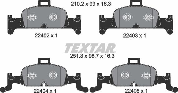 Textar 2240201 - Комплект спирачно феродо, дискови спирачки vvparts.bg