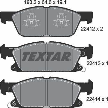 Textar 2241201 - Комплект спирачно феродо, дискови спирачки vvparts.bg