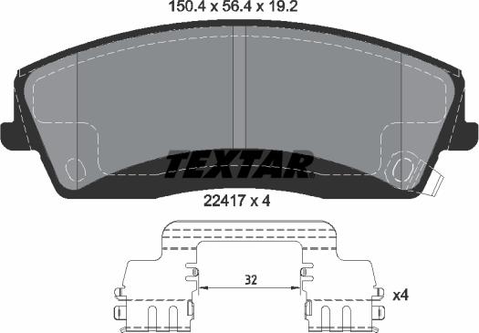 Textar 2241701 - Комплект спирачно феродо, дискови спирачки vvparts.bg