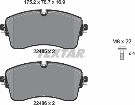 Textar 2248501 - Комплект спирачно феродо, дискови спирачки vvparts.bg