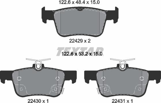 Textar 2242901 - Комплект спирачно феродо, дискови спирачки vvparts.bg